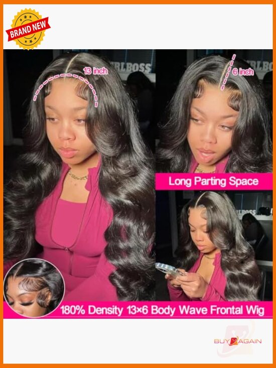 180% Density Body Wave Lace Front Wig Human Hair 13x6 Pre Plucked 32 Inch main image 6